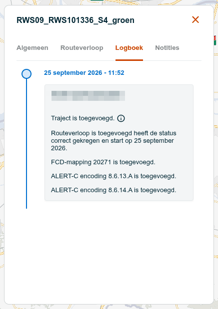 Tabblad Logboek met een tijdlijn waarin per moment de naam van de gebruiker en de wijzigingen staan