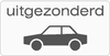 Wit rechthoekig onderbord met de tekst uitgezonderd boven een personenauto